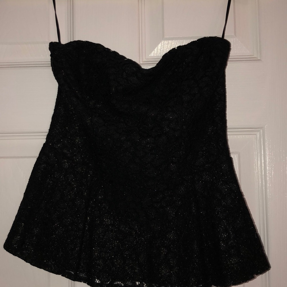 Express strapless peplum lace top